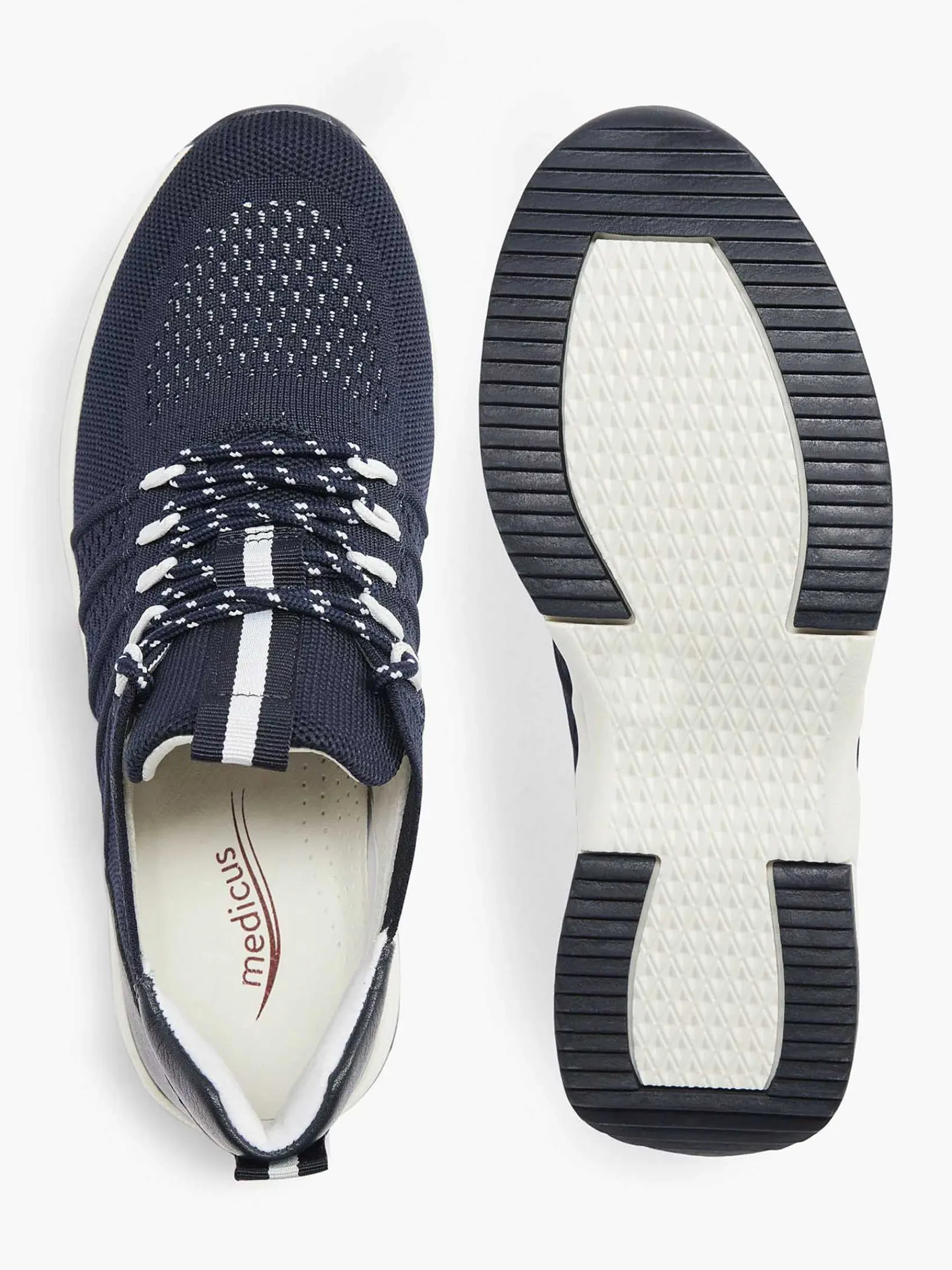 Comfort Schoenen|Medicus Donkerblauwe Leren Comfort Sneaker