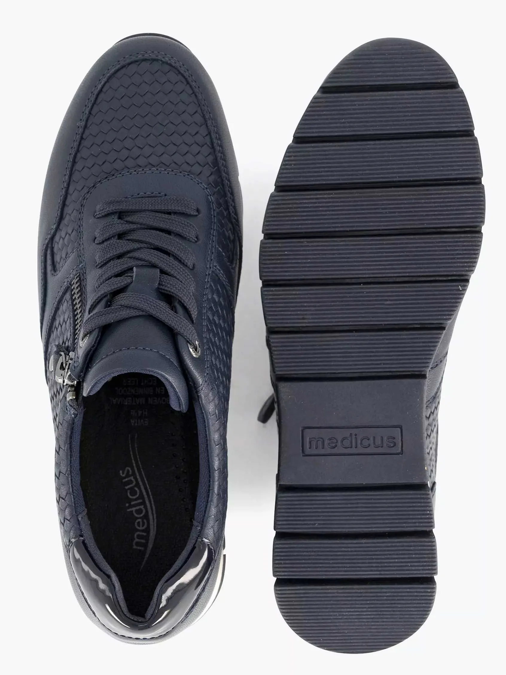 Sneakers|Medicus Donkerblauwe Leren Comfort Sneaker