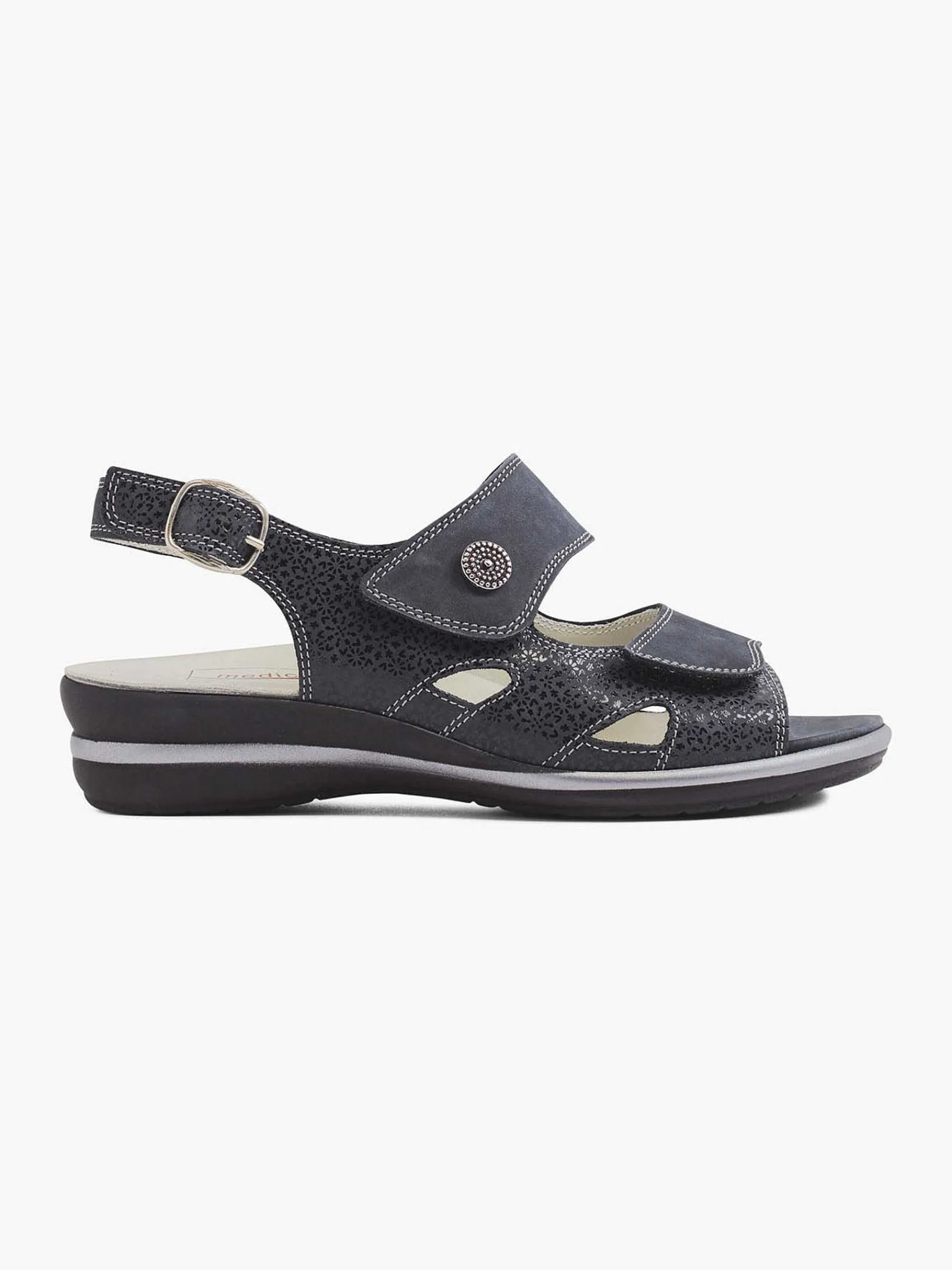 Comfort Schoenen|Medicus Donkerblauwe Leren Sandaal