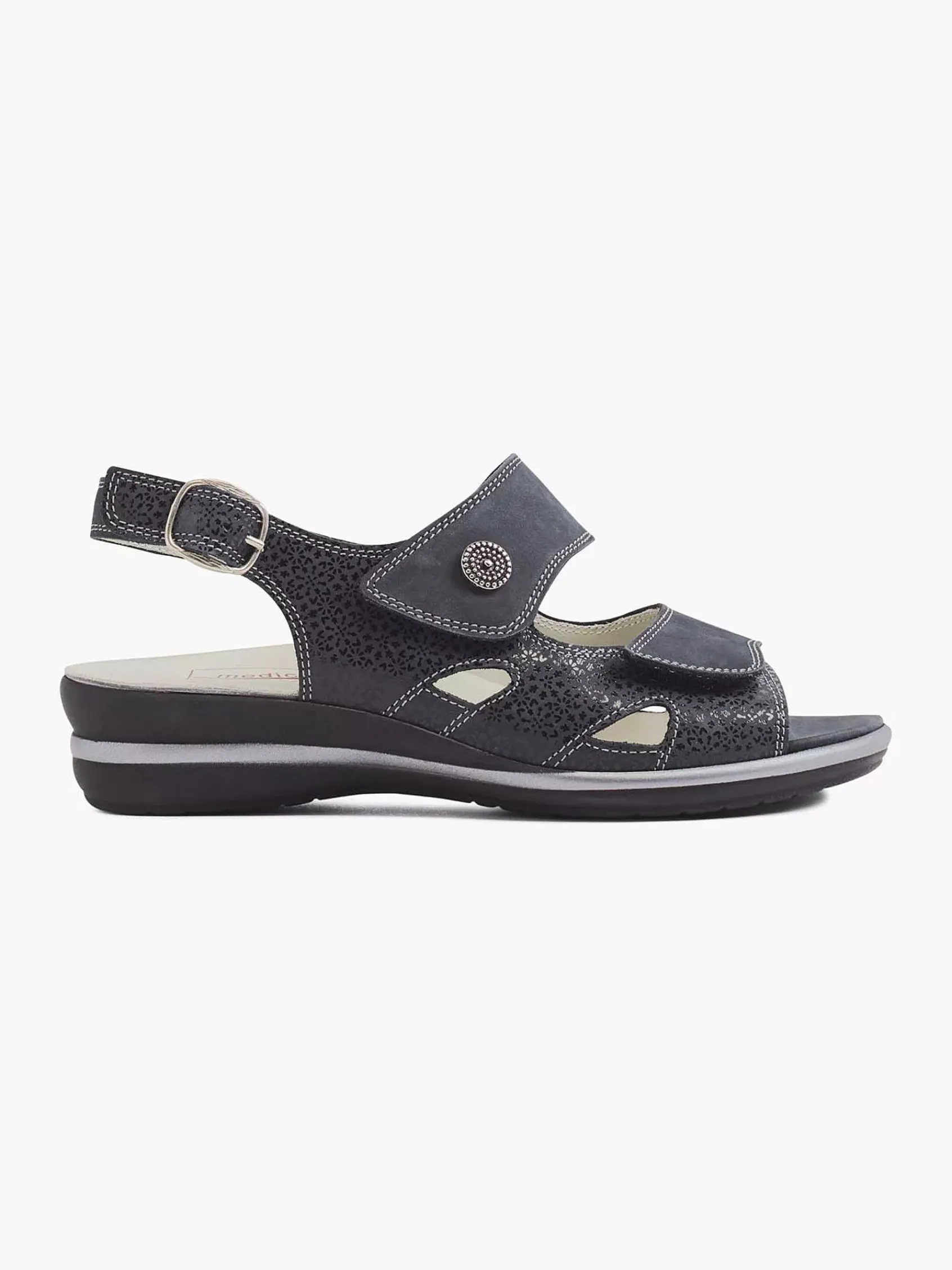 Comfort Schoenen|Medicus Donkerblauwe Leren Sandaal