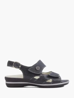 Comfort Schoenen|Medicus Donkerblauwe Leren Sandaal