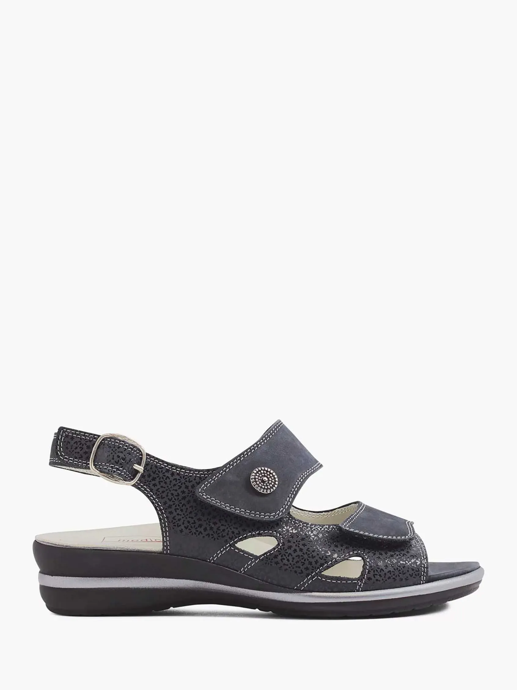 Comfort Schoenen|Medicus Donkerblauwe Leren Sandaal