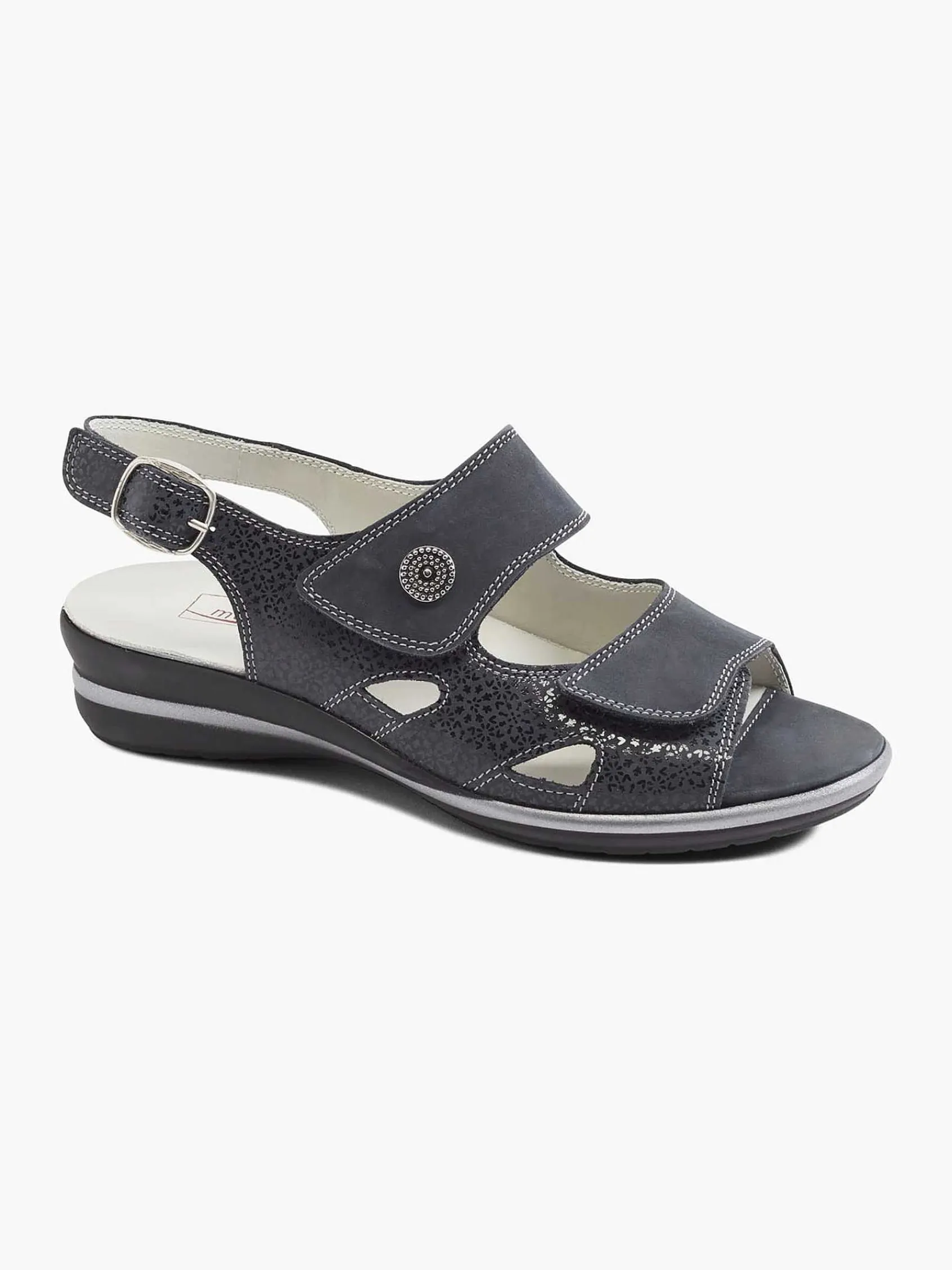 Comfort Schoenen|Medicus Donkerblauwe Leren Sandaal