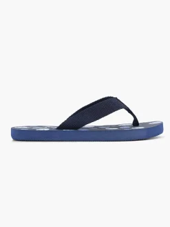 Jongensschoenen|Blue Fin Donkerblauwe Teenslipper Smiley
