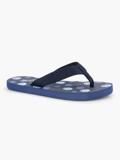 Jongensschoenen|Blue Fin Donkerblauwe Teenslipper Smiley