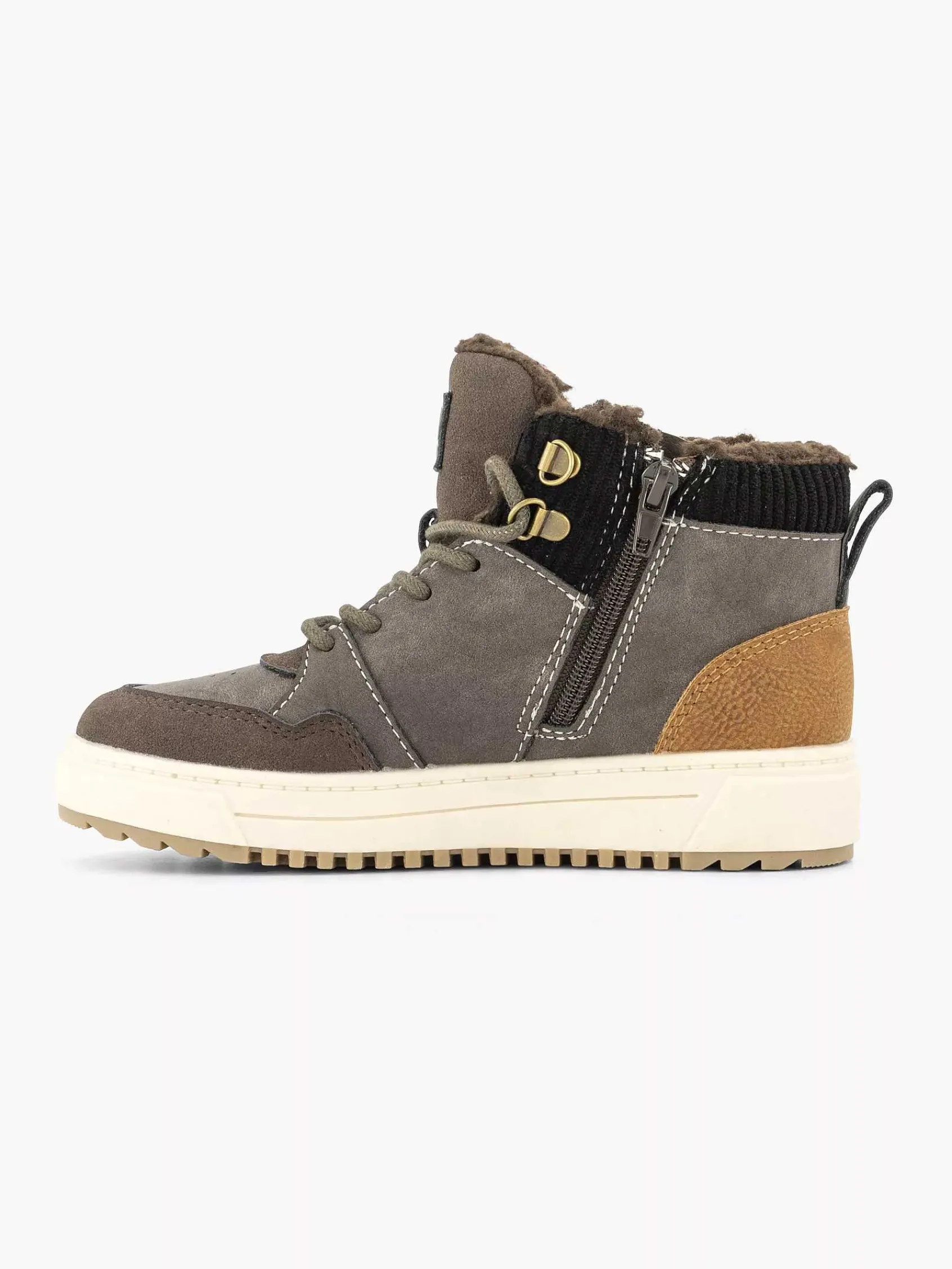Jongensschoenen|Vty Donkerbruine Hoge Sneaker