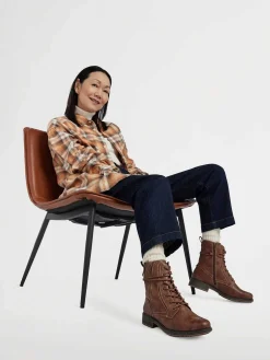Enkellaarzen & Boots|Easy Street Donkerbruine Veterboot