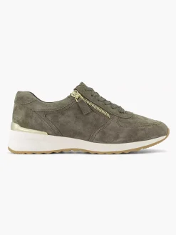 Comfort Schoenen|Medicus Donkergroene Leren Comfort Sneaker