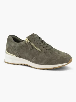 Comfort Schoenen|Medicus Donkergroene Leren Comfort Sneaker