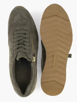 Comfort Schoenen|Medicus Donkergroene Leren Comfort Sneaker