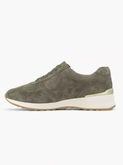Comfort Schoenen|Medicus Donkergroene Leren Comfort Sneaker