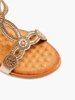 Comfort Schoenen|Easy Street Gouden Comfort Sandalette