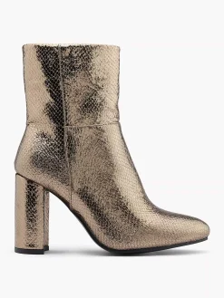Enkellaarzen & Boots|Oxmox Gouden Enkellaars Slangenprint