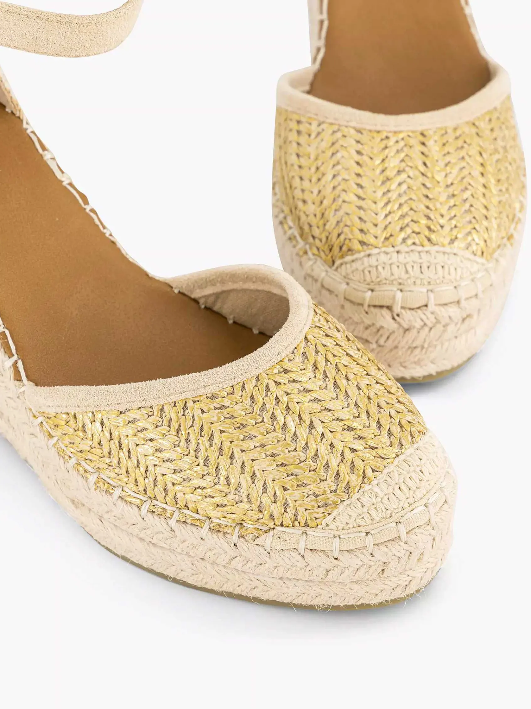 Hoge Hakken|Graceland Gouden Espadrille Sleehak