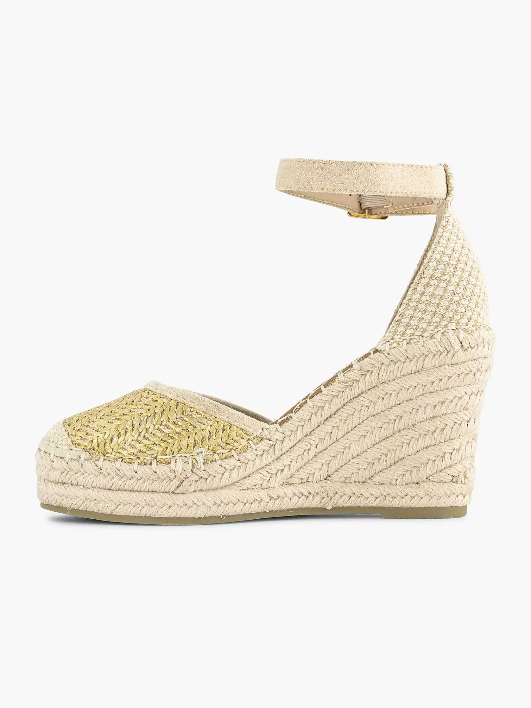 Hoge Hakken|Graceland Gouden Espadrille Sleehak