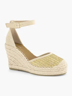Hoge Hakken|Graceland Gouden Espadrille Sleehak