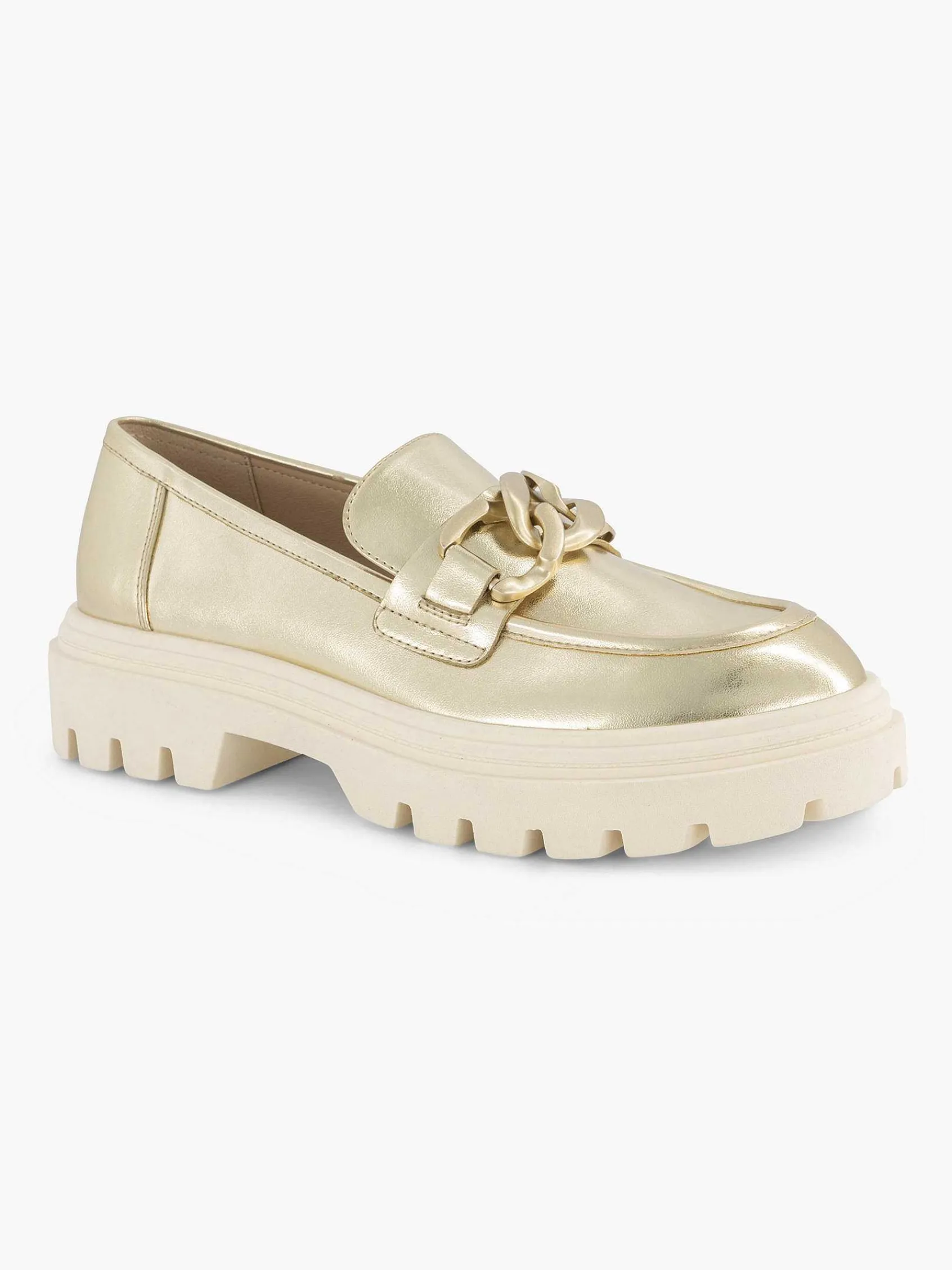 Instappers|Oxmox Gouden Metallic Chunky Loafer