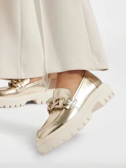 Instappers|Oxmox Gouden Metallic Chunky Loafer