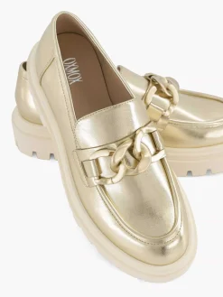 Instappers|Oxmox Gouden Metallic Chunky Loafer