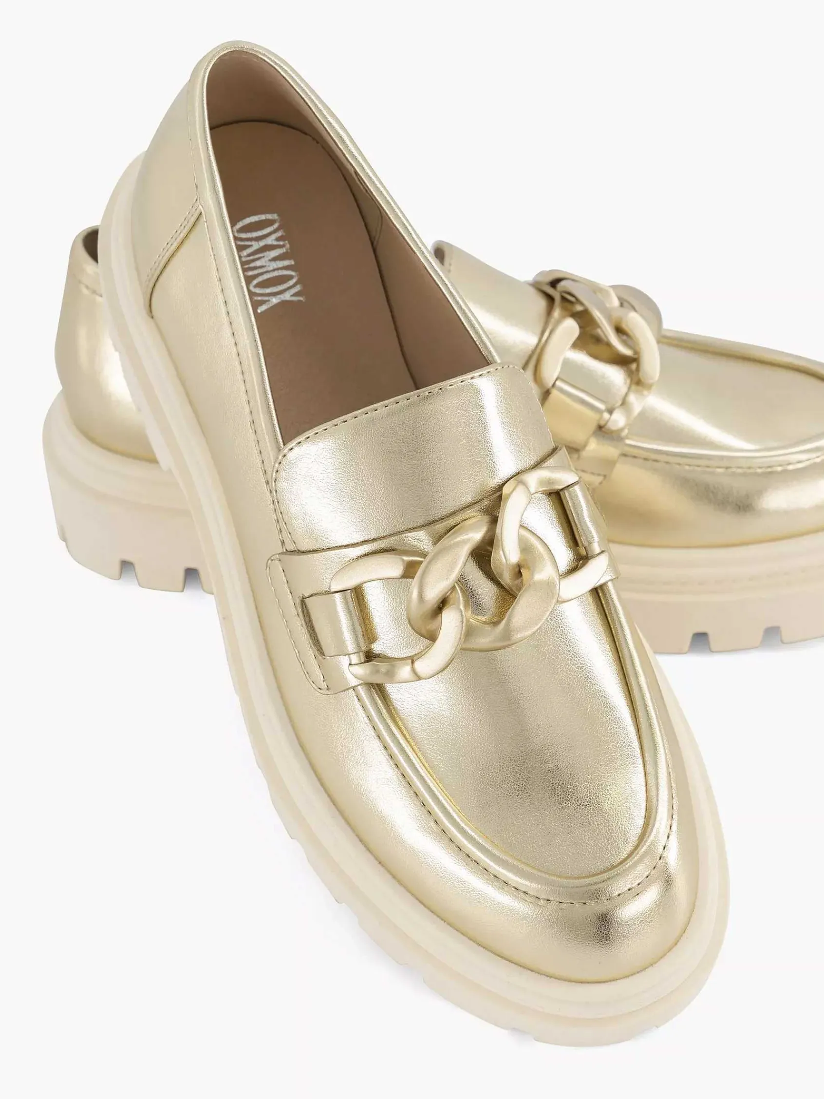 Instappers|Oxmox Gouden Metallic Chunky Loafer