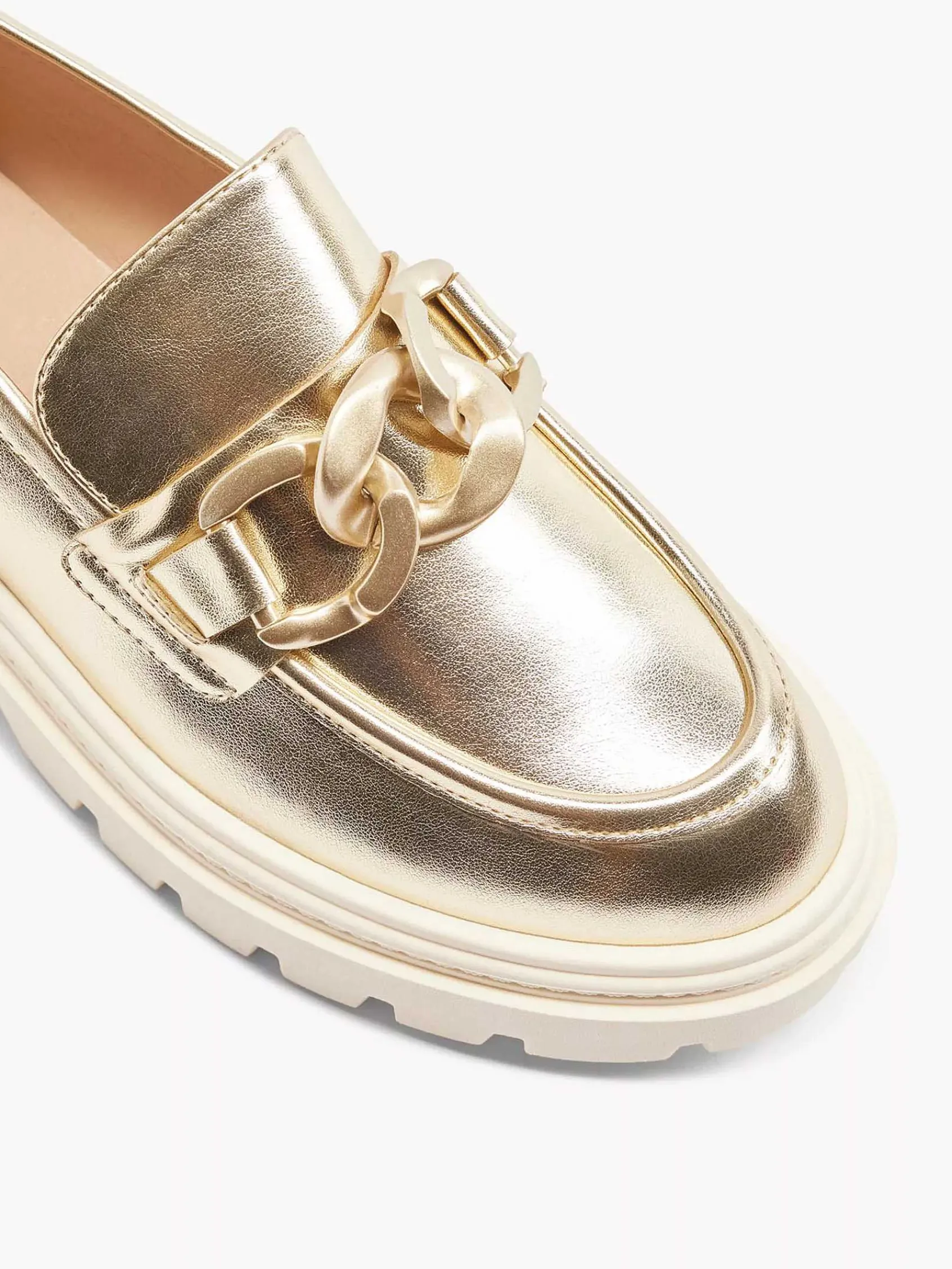 Instappers|Oxmox Gouden Metallic Chunky Loafer