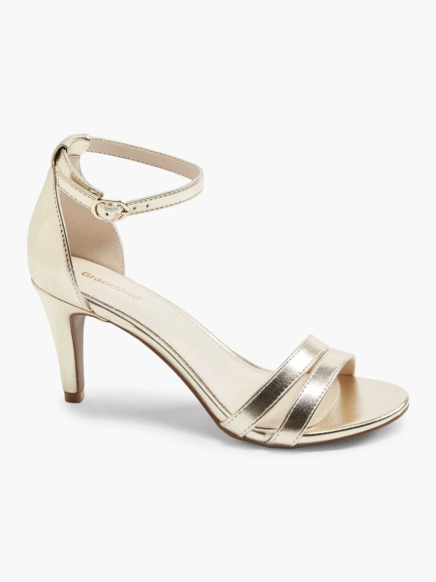 Hoge Hakken|Graceland Gouden Sandalette Metallic