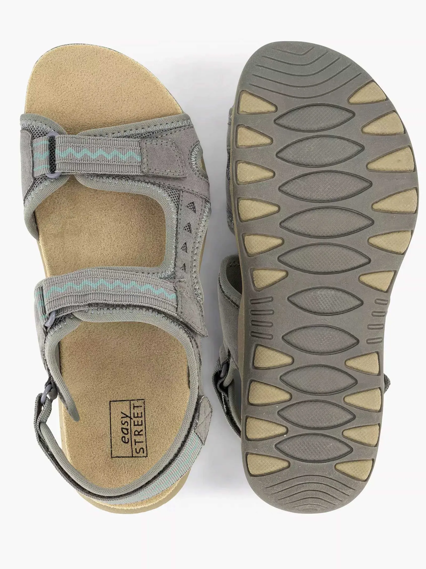 Comfort Schoenen|Easy Street Grijze Comfort Sandaal