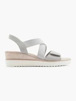 Comfort Schoenen|Easy Street Grijze Comfort Sandalette Sleehak
