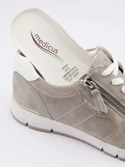 Comfort Schoenen|Medicus Grijze Leren Comfort Sneaker