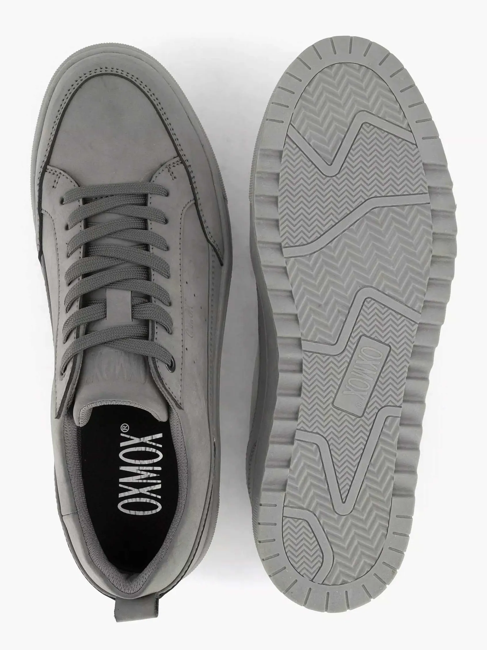 Sneakers|Oxmox Grijze Leren Sneaker