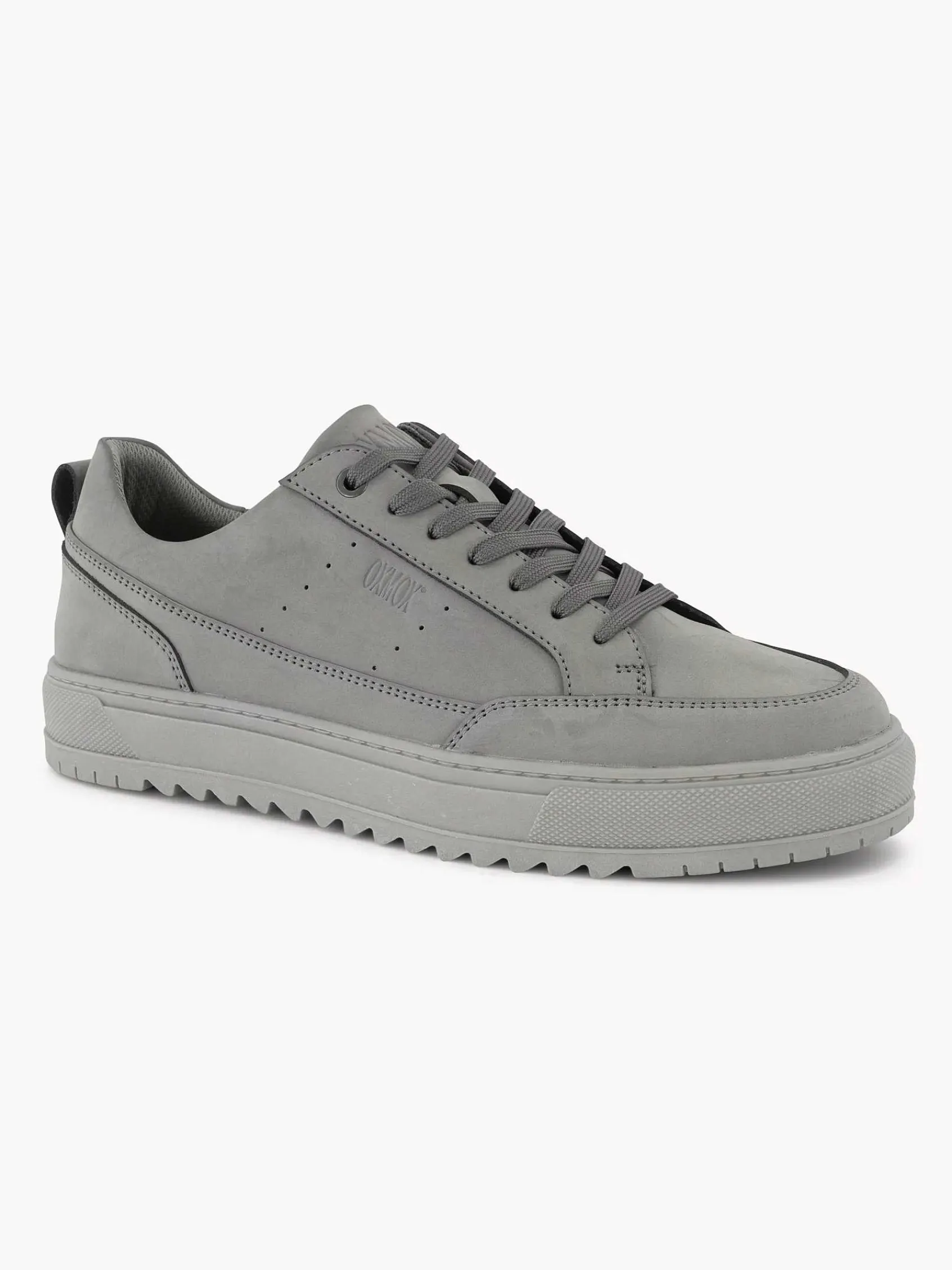 Sneakers|Oxmox Grijze Leren Sneaker