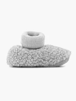 Jongensschoenen|vanHaren Grijze Pantoffel Teddy