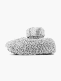 Jongensschoenen|vanHaren Grijze Pantoffel Teddy