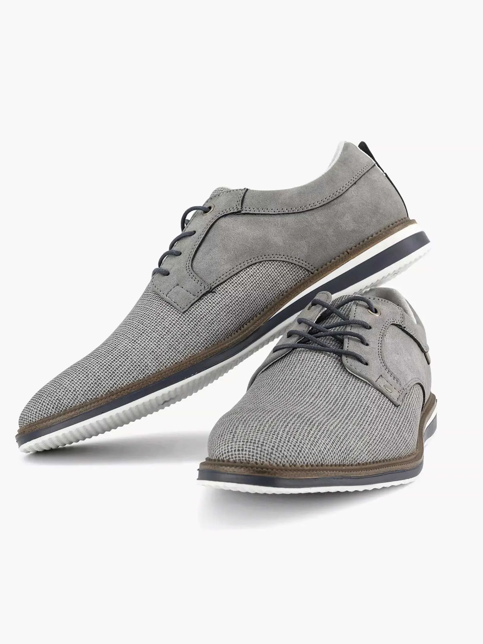 Geklede Schoenen|AM SHOE Grijze Veterschoen
