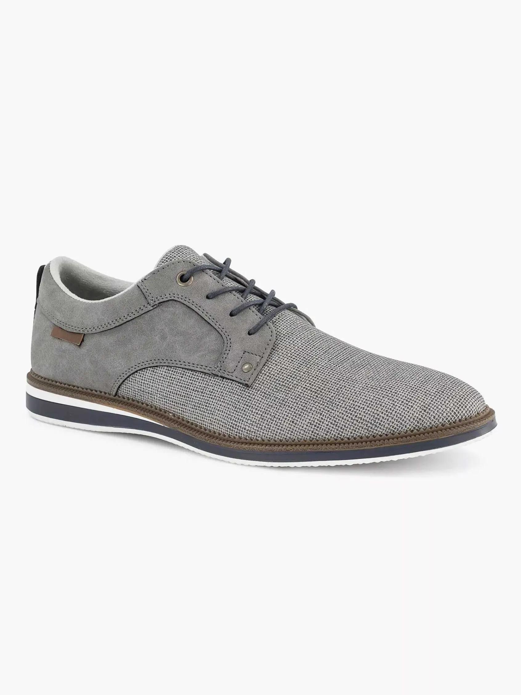 Geklede Schoenen|AM SHOE Grijze Veterschoen