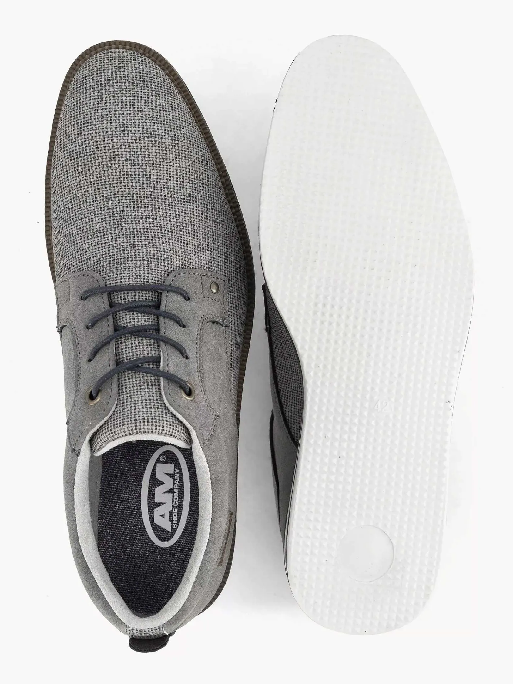 Geklede Schoenen|AM SHOE Grijze Veterschoen