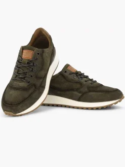 Sneakers|Oxmox Groene Leren Chunky Sneaker