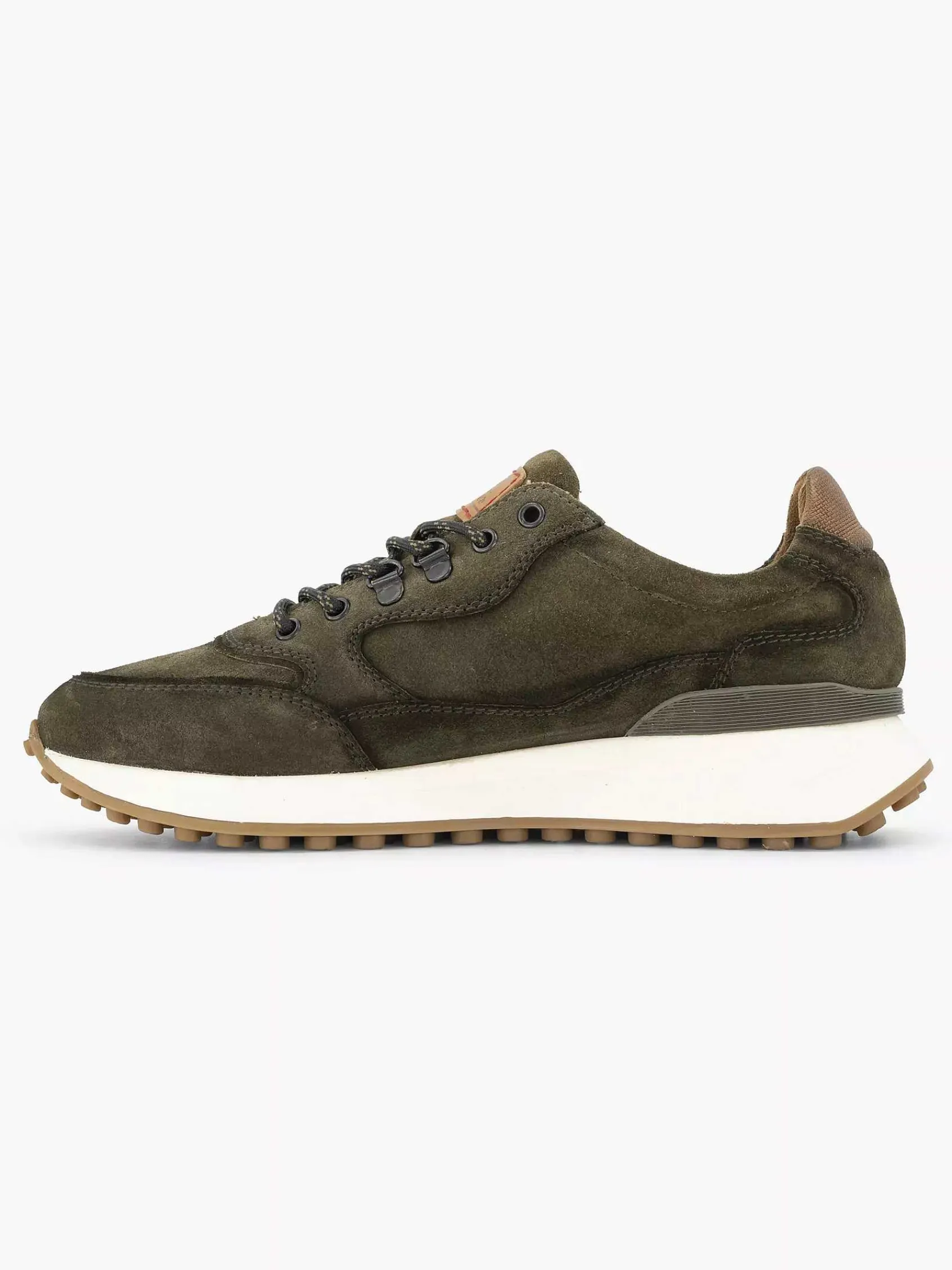Sneakers|Oxmox Groene Leren Chunky Sneaker