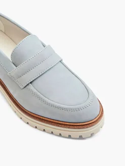 Instappers|5th Avenue Lichtblauwe Chunky Nubuck Loafer