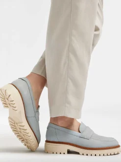 Instappers|5th Avenue Lichtblauwe Chunky Nubuck Loafer