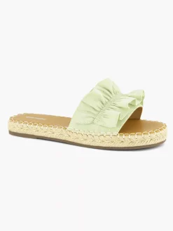 Slippers|Graceland Lichtgroene Slipper Roesjes