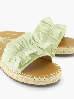 Slippers|Graceland Lichtgroene Slipper Roesjes