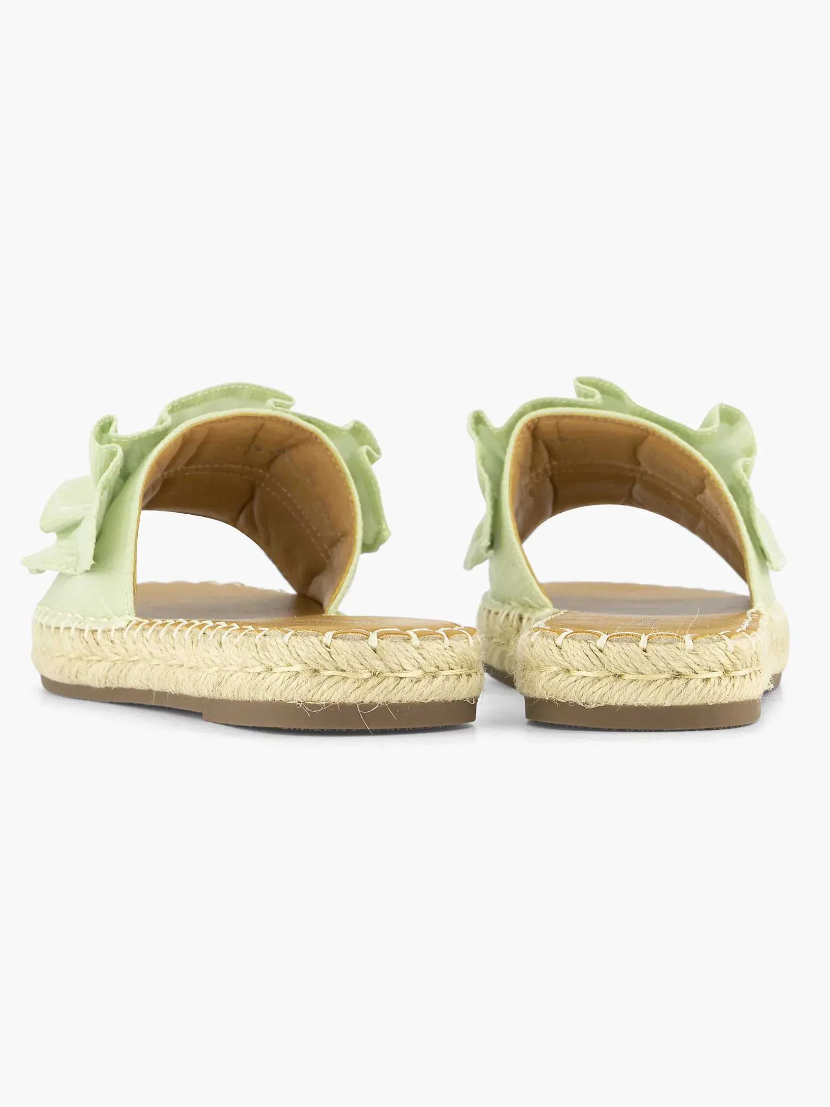 Slippers|Graceland Lichtgroene Slipper Roesjes
