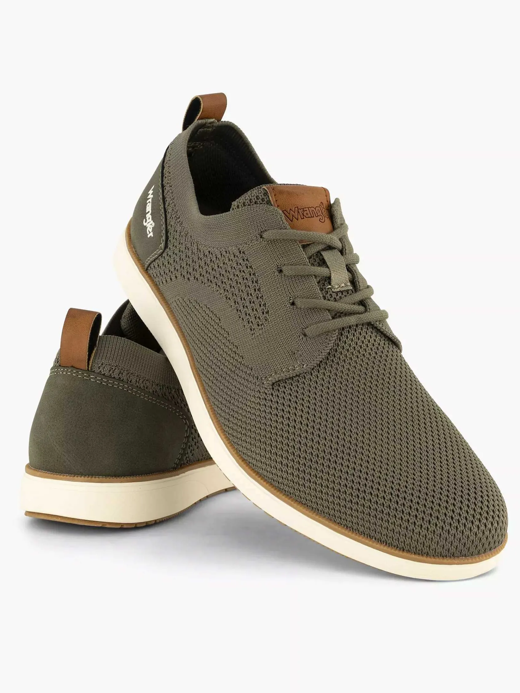 Geklede Schoenen|Wrangler Olijf Veterschoen