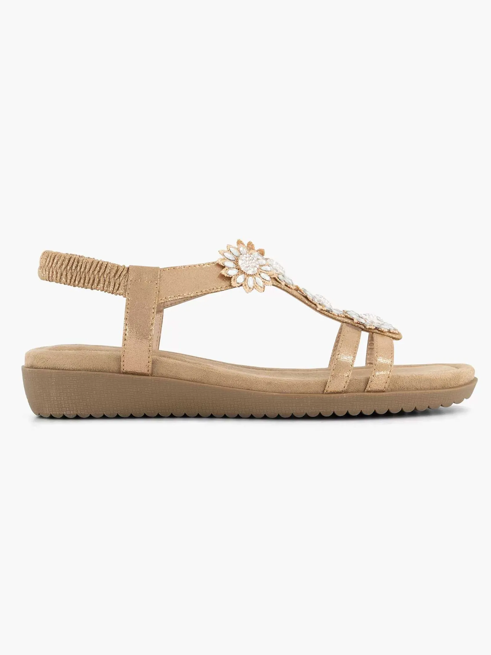 Comfort Schoenen|Easy Street Rosegouden Comfort Sandaal Steentjes