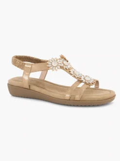 Comfort Schoenen|Easy Street Rosegouden Comfort Sandaal Steentjes