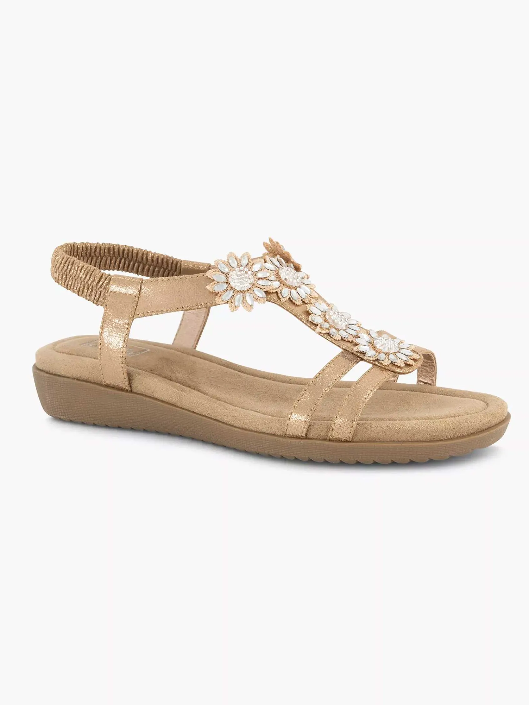 Comfort Schoenen|Easy Street Rosegouden Comfort Sandaal Steentjes