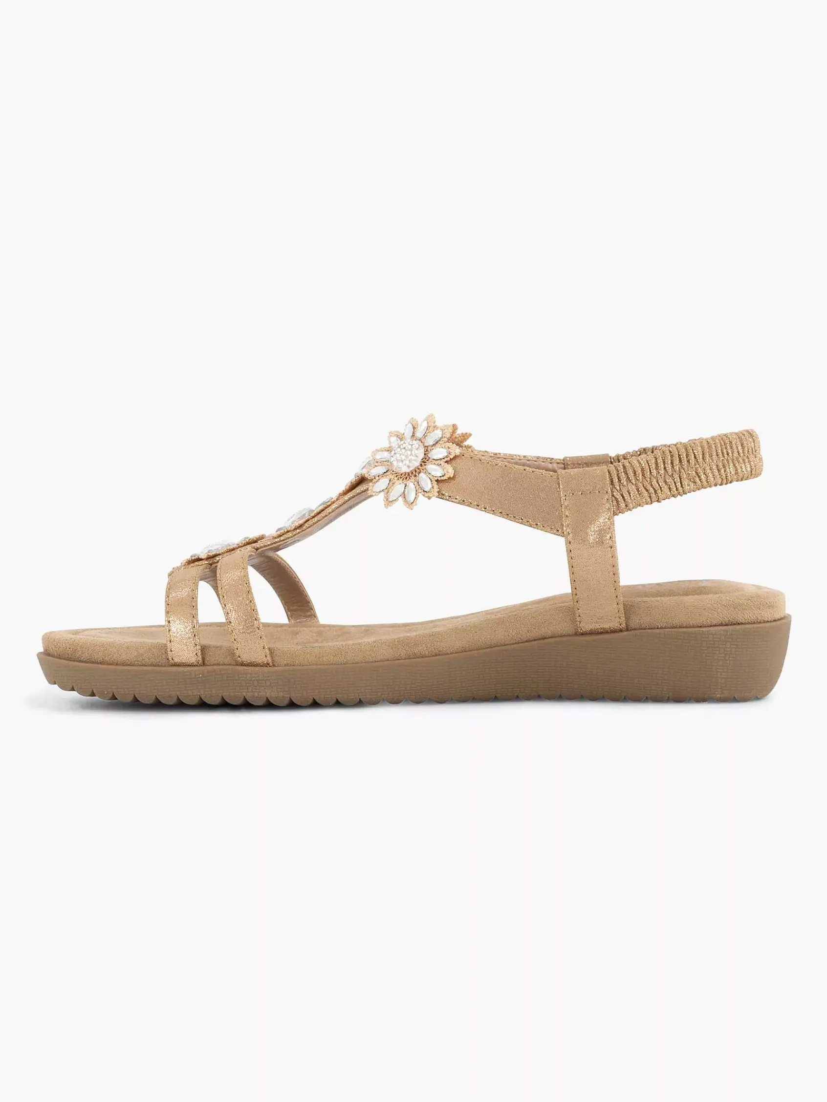 Comfort Schoenen|Easy Street Rosegouden Comfort Sandaal Steentjes
