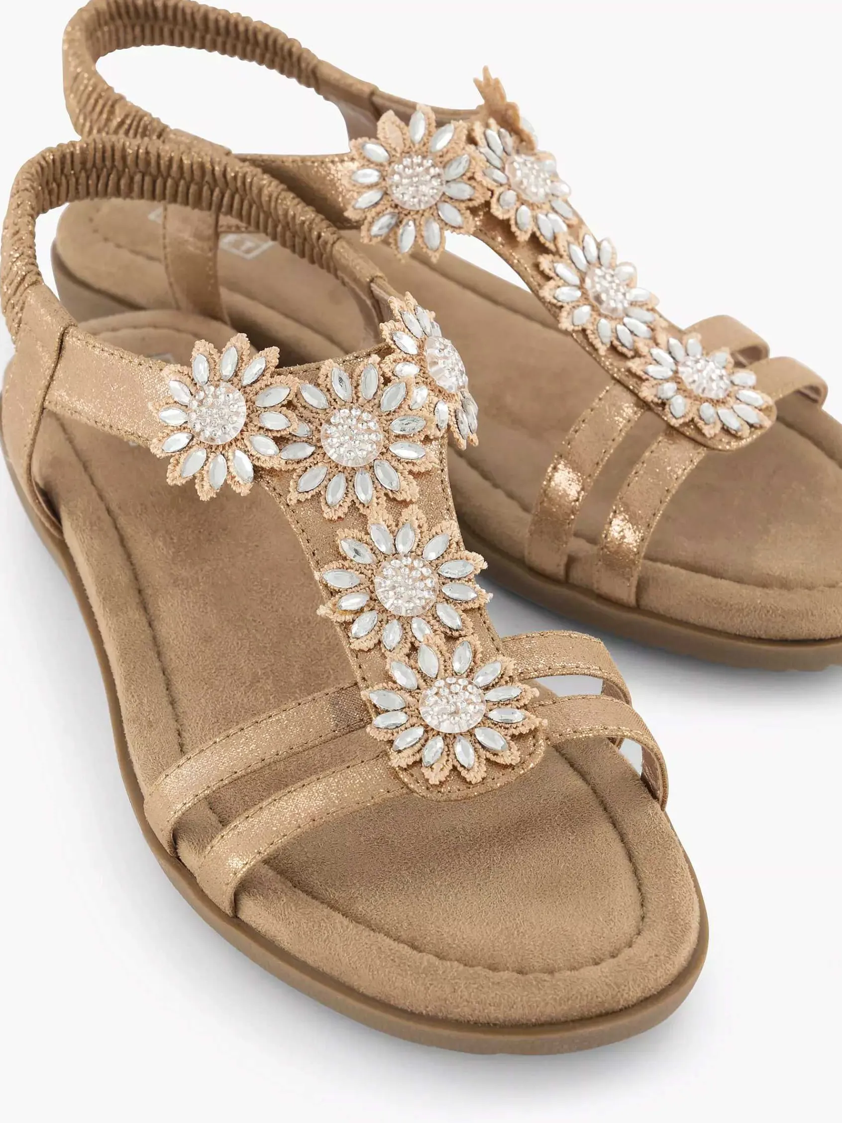 Comfort Schoenen|Easy Street Rosegouden Comfort Sandaal Steentjes