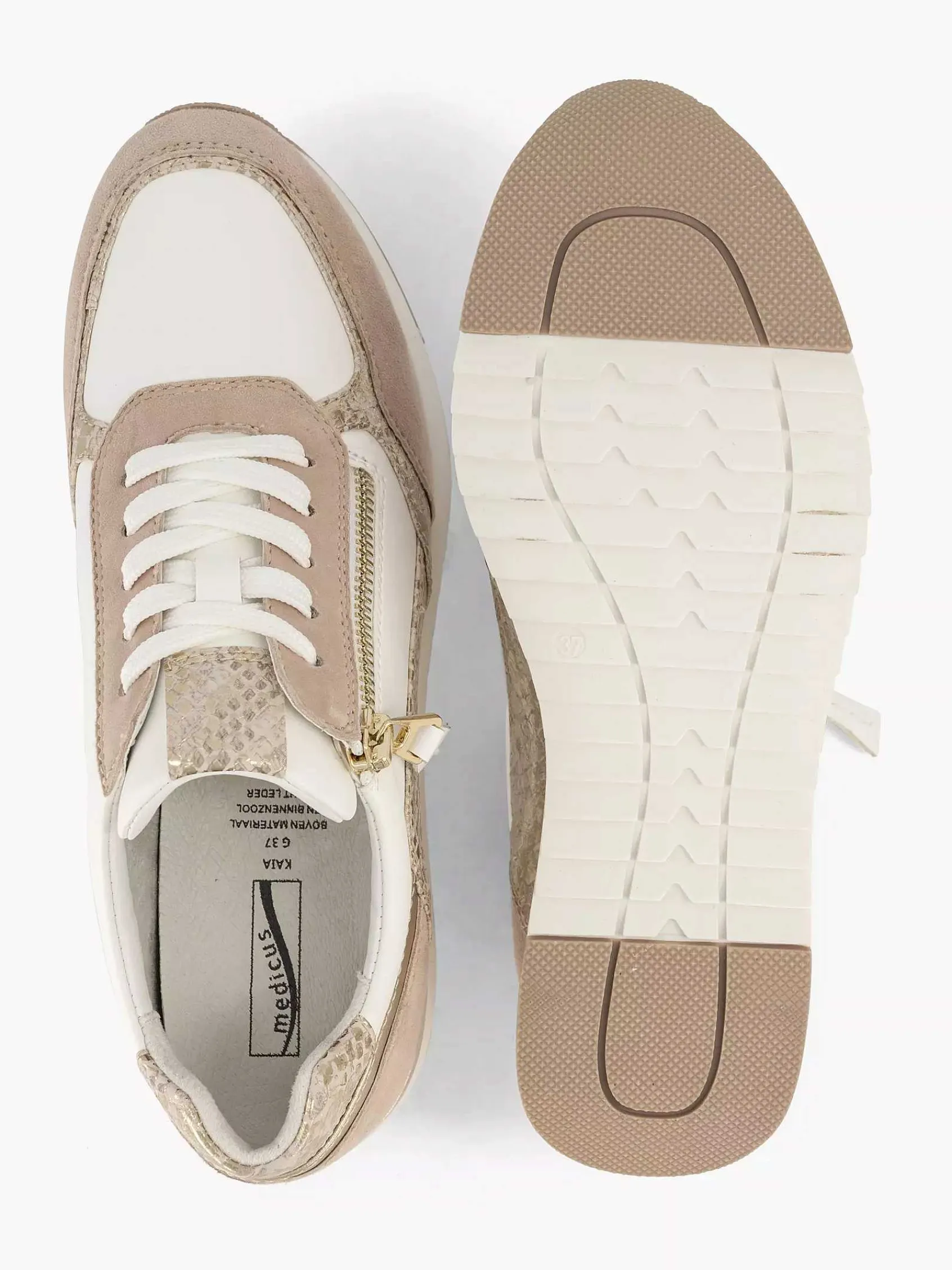 Comfort Schoenen|Medicus Roze Leren Sneaker